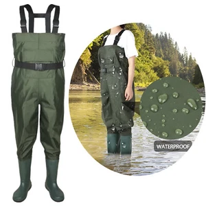 Heavy Duty Chest Waders Rubber Bootfoot Nylon PVC 2-Ply Fishing Hunting Waders - Picture 1 of 11