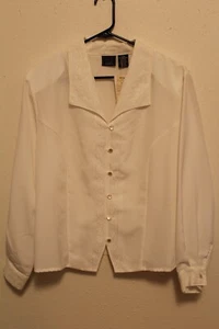 NWT Vintage Laura Scott Ivory Floral Embroidered Button Front Blouse Top Size 18 - Picture 1 of 10
