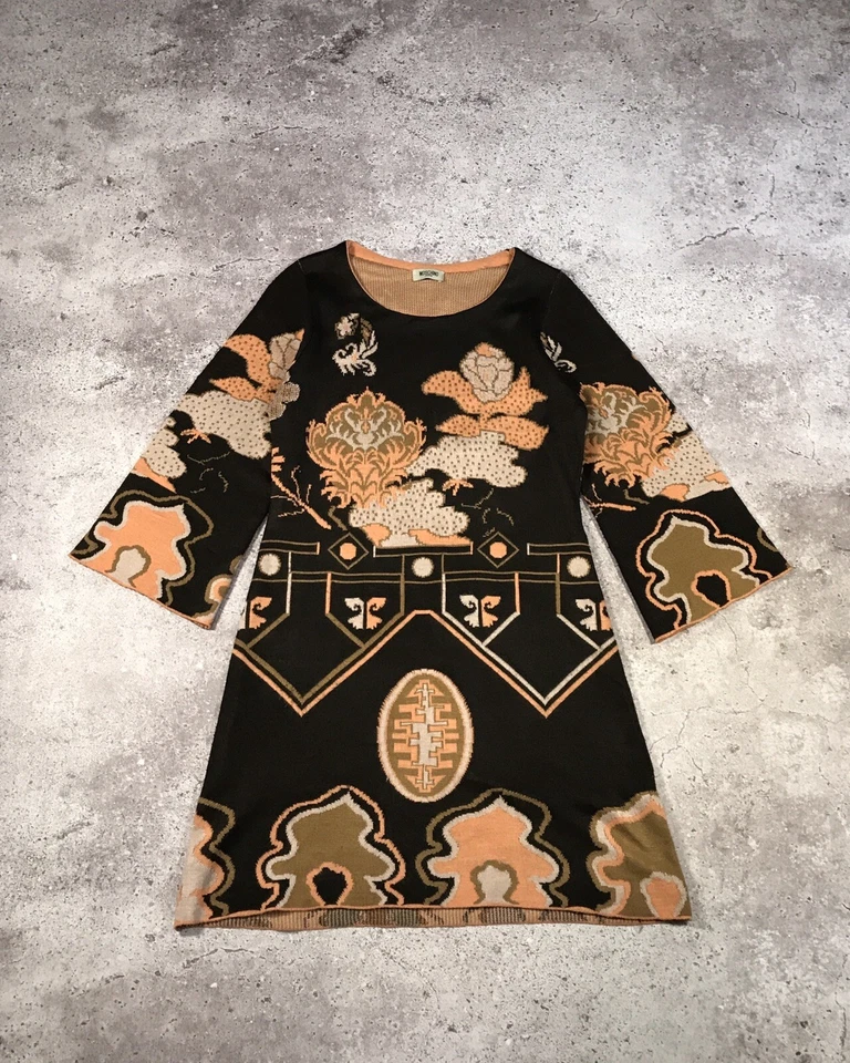 Vestido Vintage Años 90 Mujer Moschino Jeans Bordado Logo Marrón Foto 1 de 4