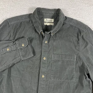 Madewell Shirt Mens Large Perfect Fit Olive Green Corduroy Button Down Preppy - Picture 1 of 9