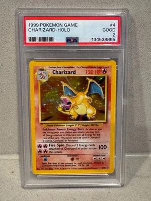 1999 Pokémon Charizard Holo Base Set Unlimited PSA 2 – Low Grade - Image 1 of 2
