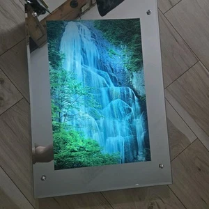 Vintage Spiegel Wandbild Wasserfall Bild verstellbar Sound Licht elektrisch neu LED - Bild 1 von 5