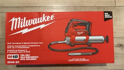 全新 Milwaukee 2646-20 M18 18V 锂离子 无绳 2 速润滑脂枪(仅限工具) — 第 1/4 张图片