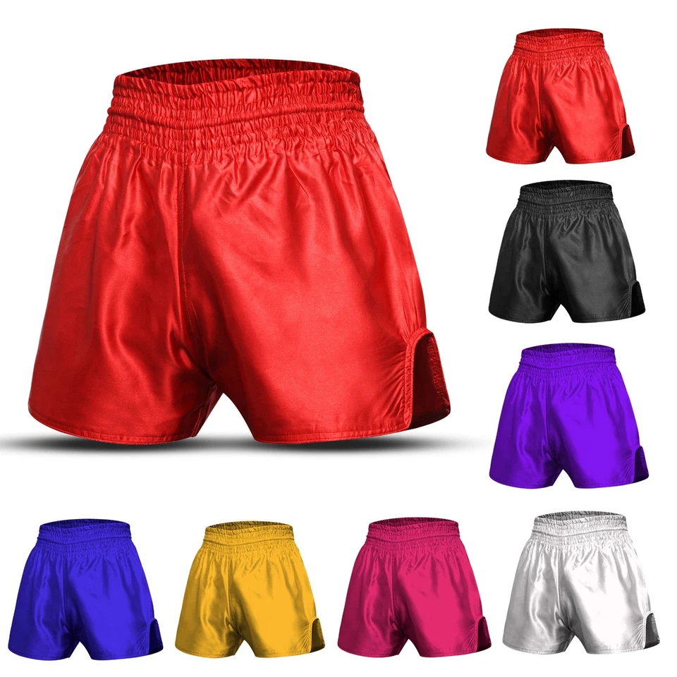 Pantalones Cortos de Boxeo MMA Muay Thai Hombres Kickboxing Lucha Gimnasio Entrenamiento Ropa Rojo Foto 1 de 1