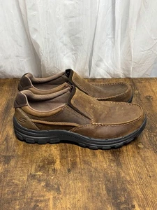 SKECHERS Braver Rayland Slip On Loafers Men’s 9 Relaxed Fit Brown Leather 64502 - Picture 1 of 12