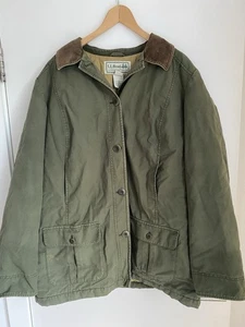 Vintage LL BEAN Jacket Mens XL Green Barn Field Coat Canvas Quilt Lined - Picture 1 of 18