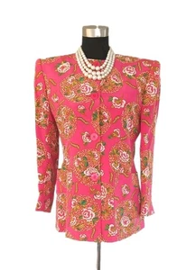 Dana Buchman Vintage Seide Anzug Sakko Gr. 8 Rosa Weiß Grün Blau Blazer M - Bild 1 von 4