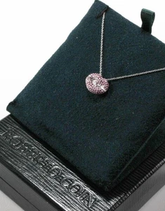 ROBERTO COIN ORO BIANCO 18K ZAFFIRO ROSA LABBRA COLLANA CIONDOLO con SCATOLA DESIGNER - Foto 1 di 10