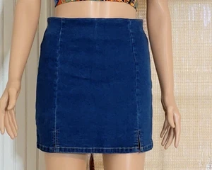 NWOT Shein Women's Split Hem (Skort) Zip Back Denim Shorts Size M (6) - Picture 1 of 9