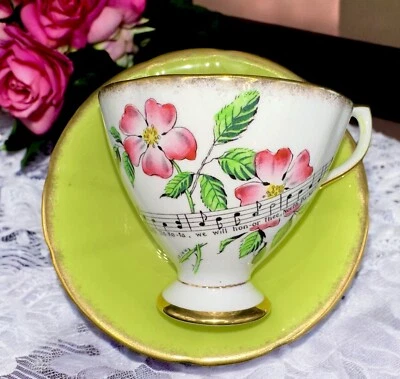 North Dakota England Bone China Teacup & Saucer - American State Flower Series - Image 1 of 4