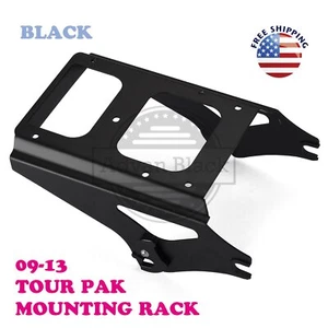Black Detachable Two Up Tour Pack Mount Rack fit Harley Touring 09-13 53276-09 - Foto 1 di 4