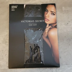 Victoria Secret Very Sexy Backseam Pantyhose Size B Black Stockings Italy New - Picture 1 of 9