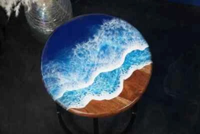 18" Epoxy Resin Table Top, Home Decor, Coffee Table Surface, Unique Design Art - Image 1 of 4