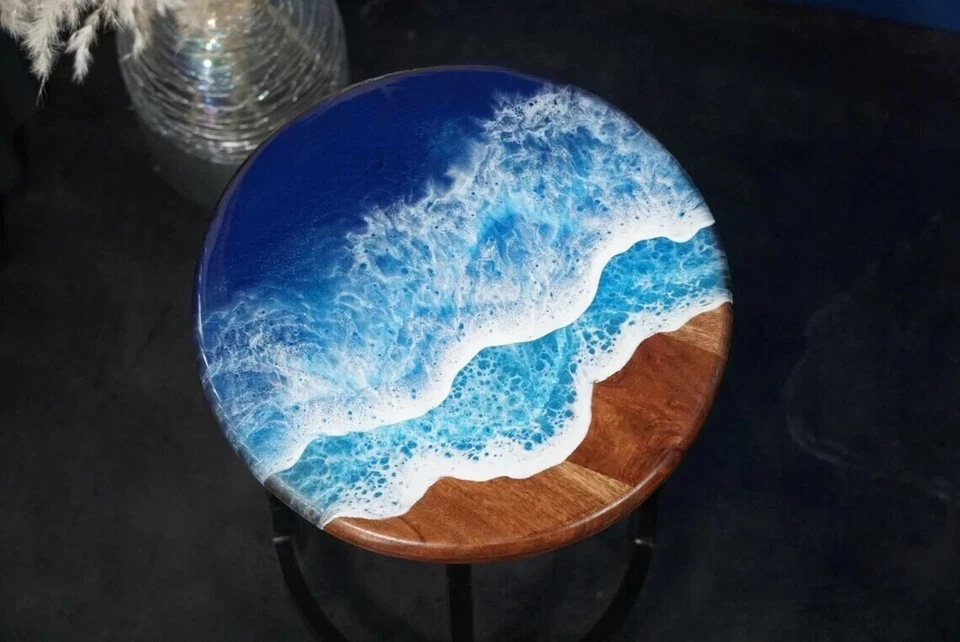 18" Epoxy Resin Table Top, Home Decor, Coffee Table Surface, Unique Design Art - Image 1 of 4