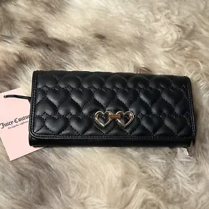 NWT Juicy Couture Straight From The Heart Flap Clutch Wallet - Liquorice Black - Picture 1 of 4