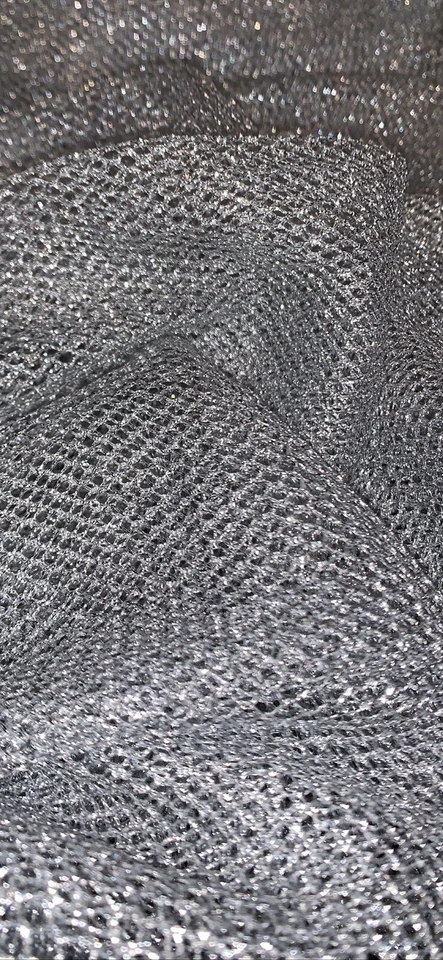 Silver Fishnet Chainmail Mesh/Net Fabric 58'' PRICE PER METER - Image 1 of 2