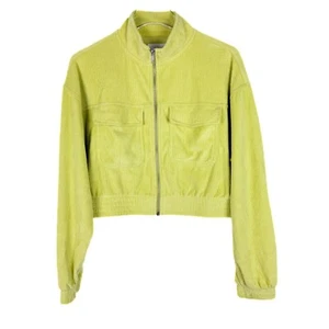 NWT Aerie Groove On Velour Full-Zip Jacket Cropped Lime Size Medium M $60 NEW - Picture 1 of 13