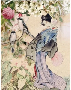 MÖBELTRANSFERS REIBEN AUF WASSERRUTSCHE VINYL-AUFKLEBER, BLAUE GEISHA BLÜTE BAUM ❤ - Bild 1 von 9