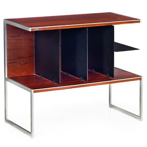 Rare Rosewood & Brushed Steel Media Shelf Console Table by Bang & Olufsen