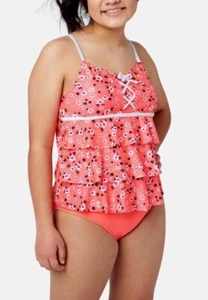 JUSTICE Girls Swimsuit Tankini Bikini Ruffle Swim PLUS SIZE 12 14 16 18 L XL NWT - Picture 1 of 6