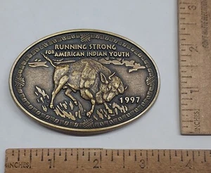 1997 - RUNNING STRONG For AMERICAN INDIAN YOUTH - Buffalo BUCKLE - listing #4436 - Picture 1 of 7