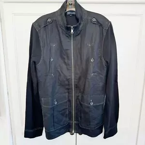 Banana Republic Men’s Sz Medium Utility Field Jacket Linen/Cotton Black - Picture 1 of 9