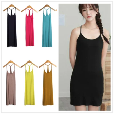 Женщин модальный с ремешками скольжения платье спагетти под платье юбки сарафан эластичный - Изображение 1 из 4