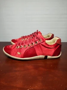 Osklen Women's Red Satin Sneakers with Leather Trim- Size US 7/BRA 36 - Picture 1 of 7