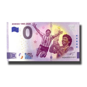 Billete de recuerdo de 0 euros Diego 1960-2020 color Argentina AGAA 2025-3 - Imagen 1 de 2