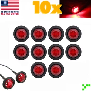 10 pc. 3/4" - RED - Marker Lights LED Truck Trailer Round Side Marker 12V DC - Picture 1 of 6