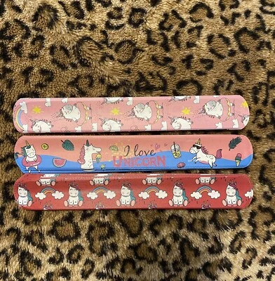 Pulseras de bofetada de unicornio de 3 piezas para niños fiesta amor unicornios arco iris Foto 1 de 4