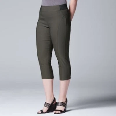 Pantalones elásticos SIMPLY VERA WANG Capri tiro medio talla 24W verde oscuro nuevos con etiquetas Foto 1 de 4
