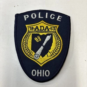 NOS Ada Ohio Police 1853 3-1/2" x 4-1/2" Embroidered Patch Iron/Sew Black Gold - Picture 1 of 3