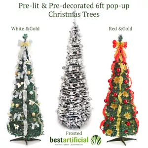 Miglior albero di Natale artificiale 6 piedi pre-lit MAINS pop-up pre-decorato deluxe - Foto 1 di 18
