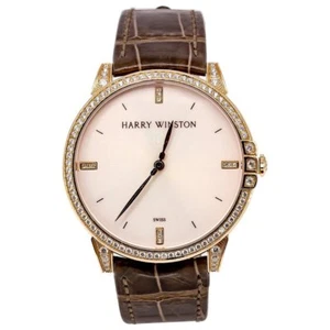 HARRY WINSTON Midnight 39mm Diamond 18k Rose Gold Wrist Watch - Picture 1 of 8