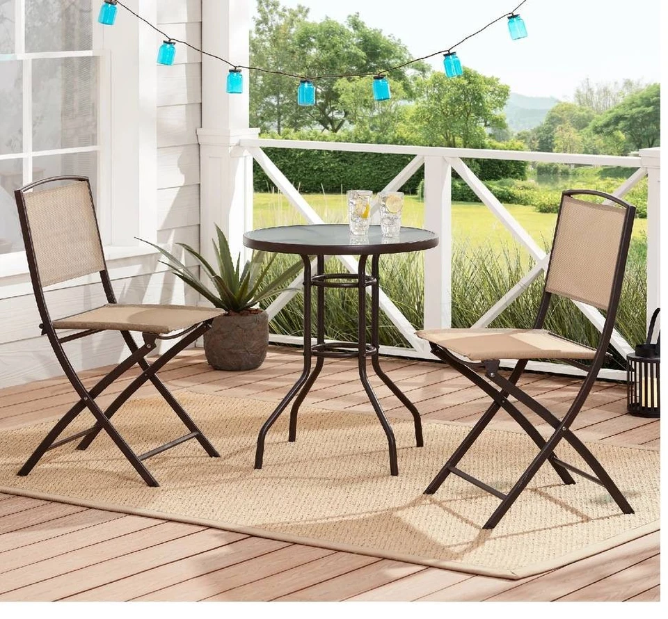 Mainstays Albany Lane Juego de 3 Piezas Bistro Patio Balcón, Bronceado NUEVO (34C) Foto 1 de 3