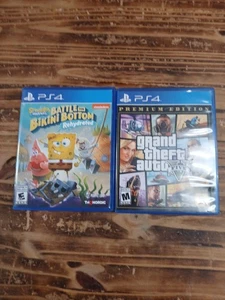 PS4 Spielepaket SpongeBob Battle Foe Bikini Bottom, Grand Theft Auto 5 (JE) - Bild 1 von 2