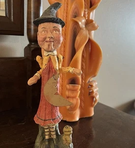 Vintage Dept 56 Polliwogs Jointed Witch Halloween Figure Primitive Folk Art 8” - Picture 1 of 8