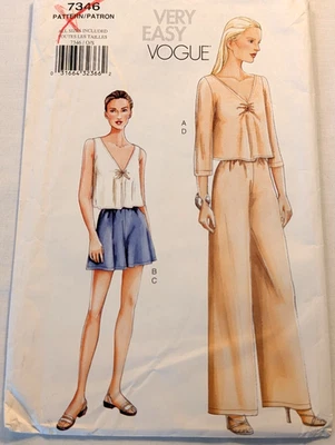 Vogue Sewing Pattern Women's TOP SHORTS PANTS 7346 S-M-L-XL UNCUT - Image 1 of 4