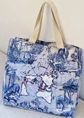 Dior Tote Bag ~ Around The World~ Blue/Beige~Gift with Purchase~ Novelty~ New - Image 1 of 4