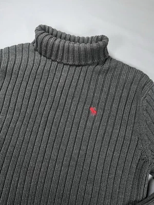 Suéter vintage Abercrombie & Fitch Muscle XL gola alta com nervuras cinza algodão A&F Y2K - Imagem 1 de 4