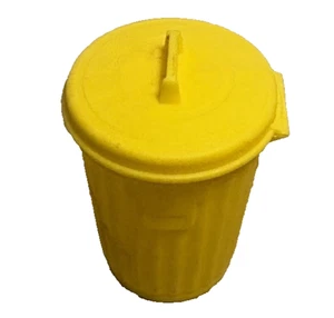 Vintage 70er gelb Topps Kaugummi Müll Mülleimer Plastikbehälter LEER - Bild 1 von 3