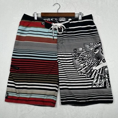 Pantalones cortos de tabla de surf a rayas con calavera Lost Masters of Mayhem de colección para hombre talla 36 Foto 1 de 4