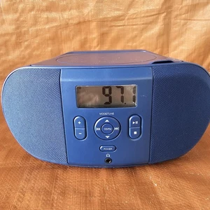  Onn Portable CD Boombox with Digital FM Radio, Navy, New Tested - Picture 1 of 9