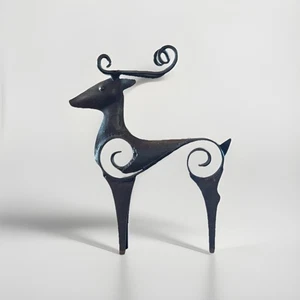 Rústico soldado hecho a mano hierro forjado metal reno rústico decoración navideña - Imagen 1 de 6