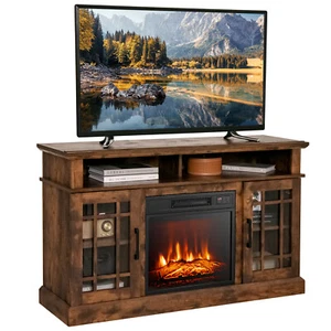 48" TV Stand Console Cabinet w/ Fireplace Entertainment Center For Living Room - Picture 1 of 12