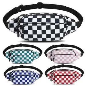 Cherckered Waist Bag Stylish Crossbody Bag Plaid Waist Pack Outdoor Bum Bag - Picture 1 of 17