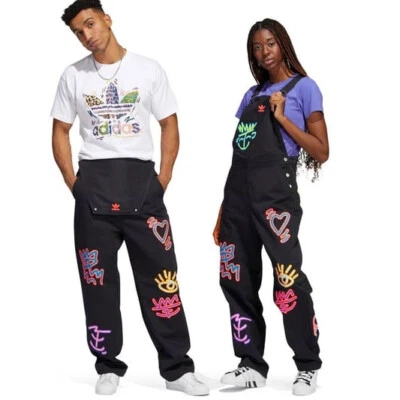 Adidas X Kris Andrew "Love Uni Overall" Latzhose Arbeitshose Hose Jeans schwarz - Bild 1 von 4