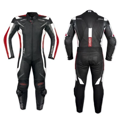 Combinaison 1 pc Cuir Vachette Protections CE Doublure Mesh Moto Motard Rouge - Photo 1/3