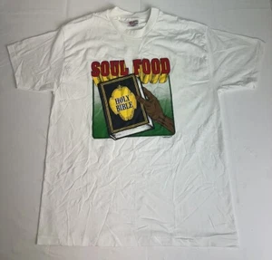 Vintage 90’s Single Stitch T-Shirt The Holy Bible Soul Food X-Large Religious - Picture 1 of 7
